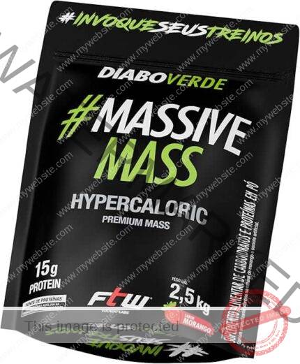 FTW Diabo Verde Massive Mass Hipercalórico com Carboidratos de Rápida Absorção e Proteínas, Suplemento Alimentar Pós-Treino em Pó, Alta Carga Energética, Sem Glúten – Refil 2,5kg (Sabor Morango)